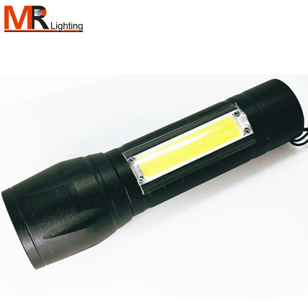 Xml-q5 + COB adjustable super bright portable LED flashlight, AA 14500 battery waterproof, long service life