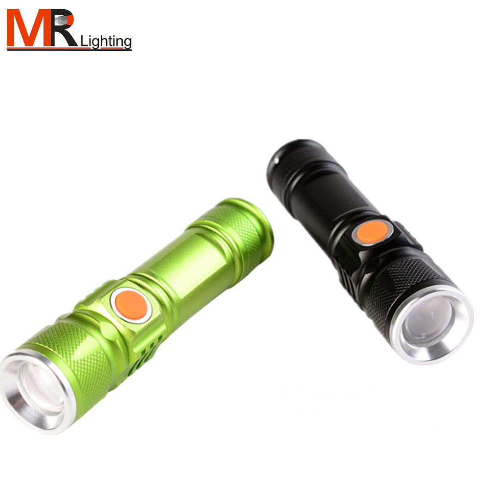 USB Inside Battery  T6 Powerful 2200LM Led Flashlight Portable Light Rechargeable Tactical LED Torches Zoom Flashlight