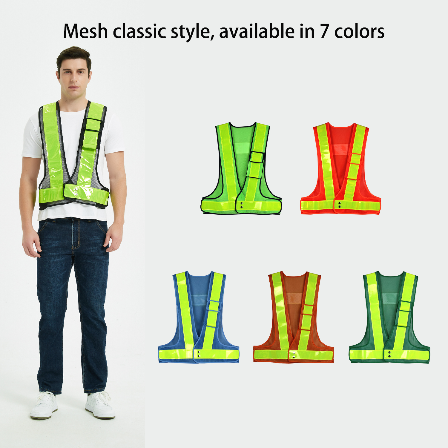 Mingrui Classic multi-pocket style for Men High Visibility Reflective Safety T Shirt factory direct sales security vest