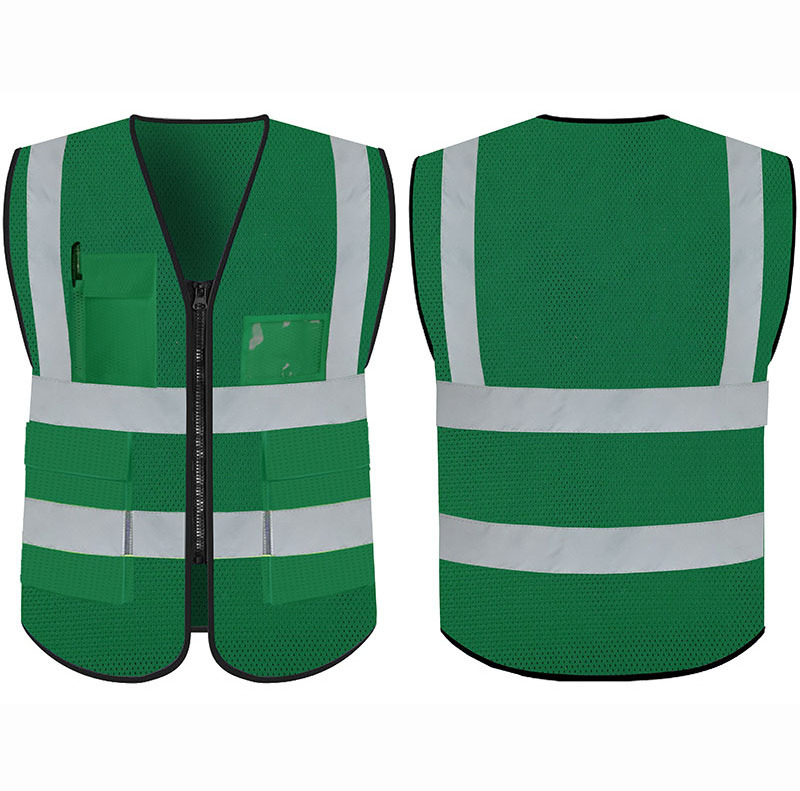 Multi pockets Reflective Vest Mesh knitting jacket Quick Dry Polo Shirt High Visibility safety vest class 3 reflective tape