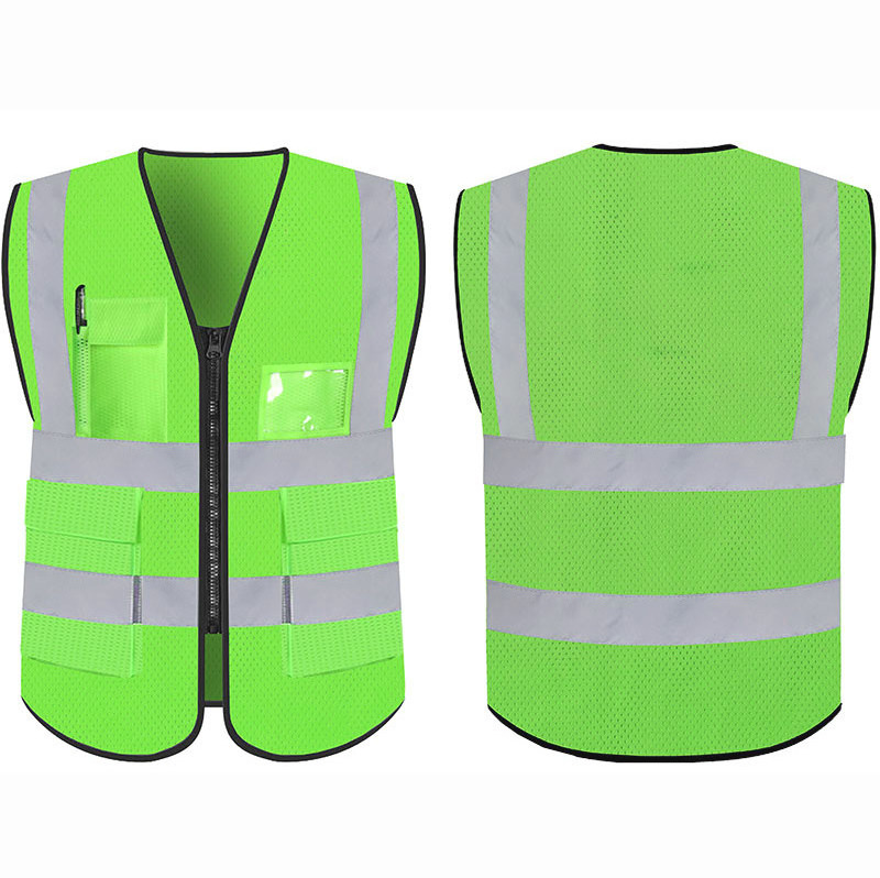 Multi pockets Reflective Vest Mesh knitting jacket Quick Dry Polo Shirt High Visibility safety vest class 3 reflective tape