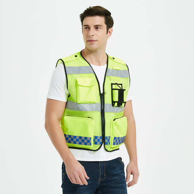 Manufacture saftey reflector vest High Visibility Multipocket workwear Security Uniform OEM Roadway High Visibility vest