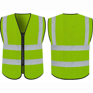 Manufacture saftey vest Mesh knitting Workwear Quick Dry Polo T Shirt Zipper Visibility Reflective Vest waterproof safety jacket