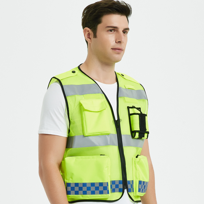 Manufacture saftey reflector vest High Visibility Multipocket workwear Security Uniform OEM Roadway High Visibility vest