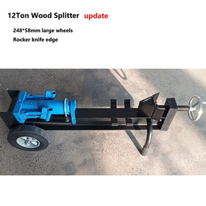 Adjustable hand wood splitter 12ton threaded rod hydraulic cutter for easy movement firewood processor