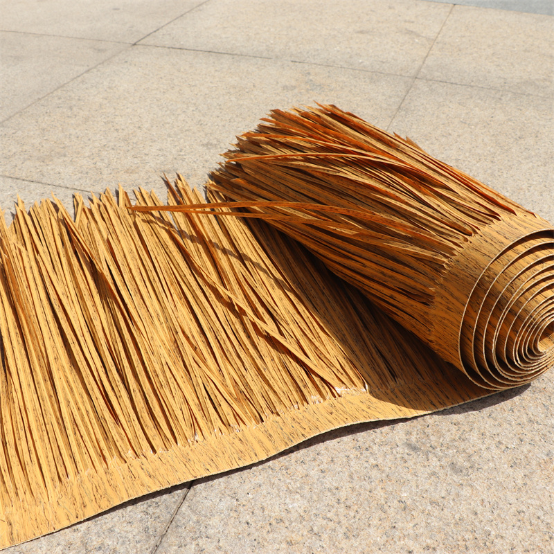 Ecofriendly Plastic Grass Thatch Roofing Chaume Leaf Straw Roof Artificial Synthetic Thatch Roofing