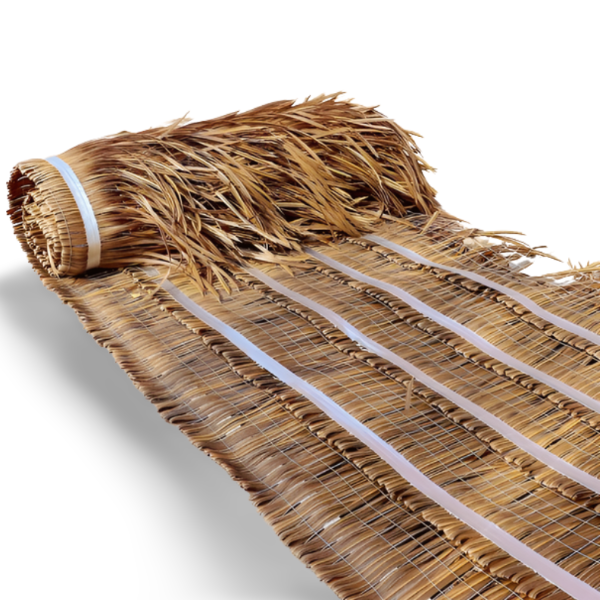 Long Useful Life PE PVC Thatch Roof Synthetic Plastic Artificial Thatch Roof Tiles Barbed wire aluminum foil fixing