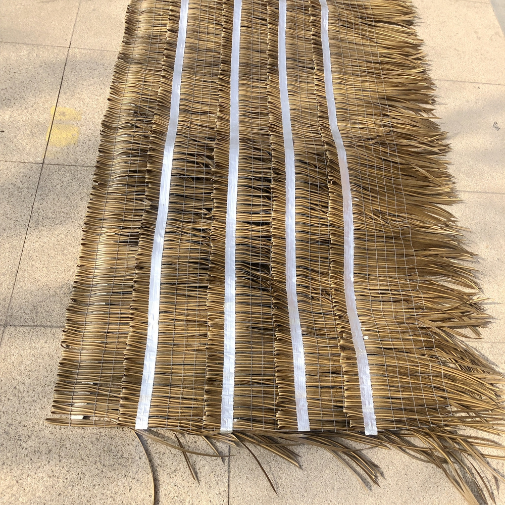 Long Useful Life PE PVC Thatch Roof Synthetic Plastic Artificial Thatch Roof Tiles Barbed wire aluminum foil fixing