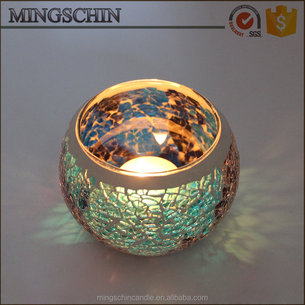 Bowl shaped sparkling burning tea light candle holder