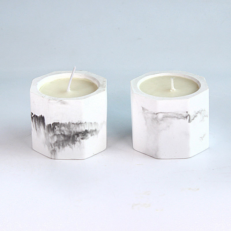 Plaster jar candle with Chinese landscape painting spa candle massage soy candle