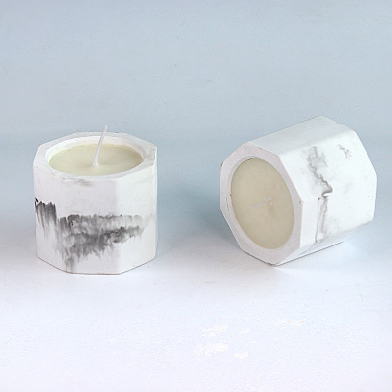 Plaster jar candle with Chinese landscape painting spa candle massage soy candle