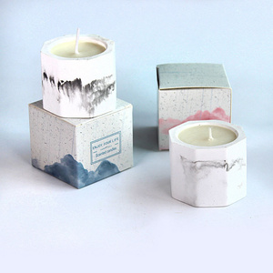 Plaster jar candle with Chinese landscape painting spa candle massage soy candle