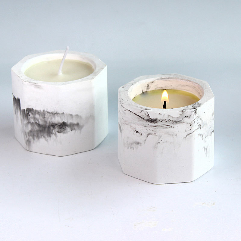 Plaster jar candle with Chinese landscape painting spa candle massage soy candle