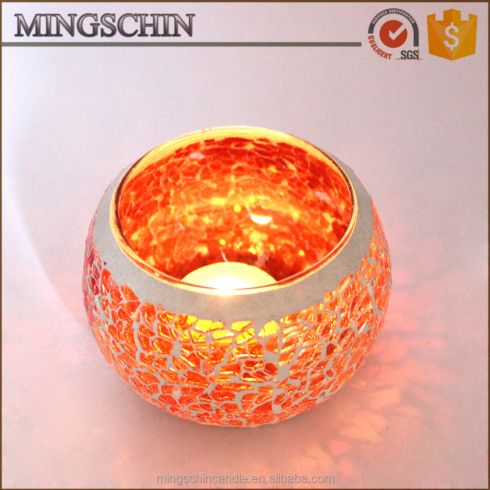 Bowl shaped sparkling burning tea light candle holder