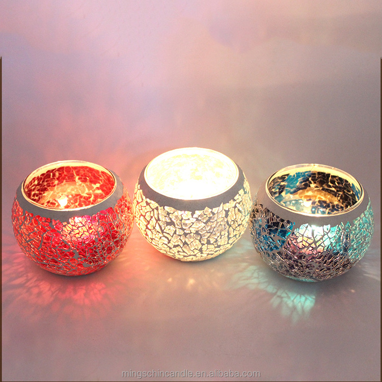 Bowl shaped sparkling burning tea light candle holder