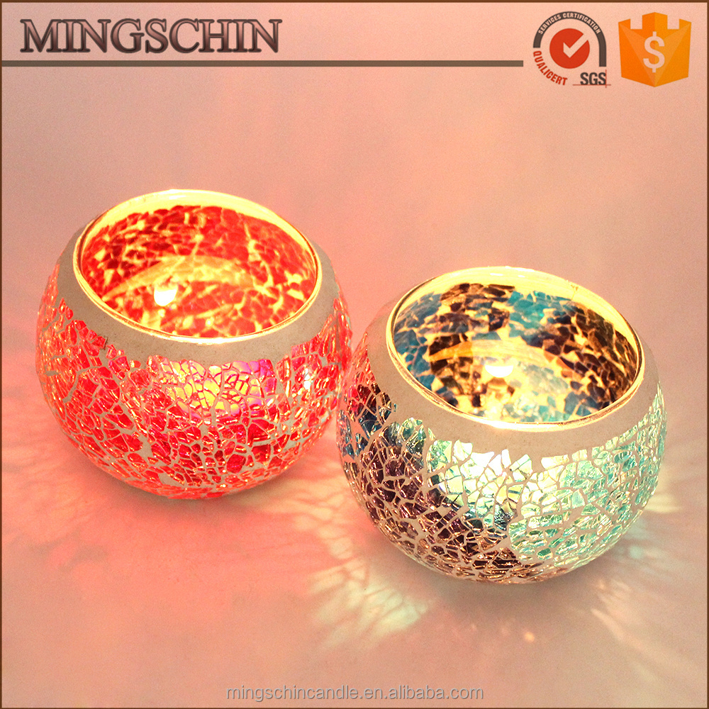 Bowl shaped sparkling burning tea light candle holder