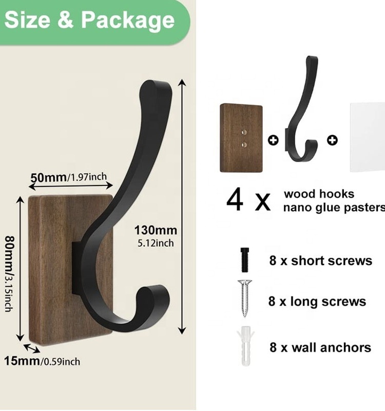 hot sales Wholesale customized Rustic Farmhouse Wood Wall Hanging Hooks for coats towel hat