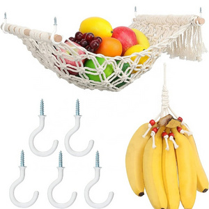 Wholesale Hanging Fruit Veggies Hammock Macrame Fruit Basket Holder Hanger for Kitchen Under Cabinet