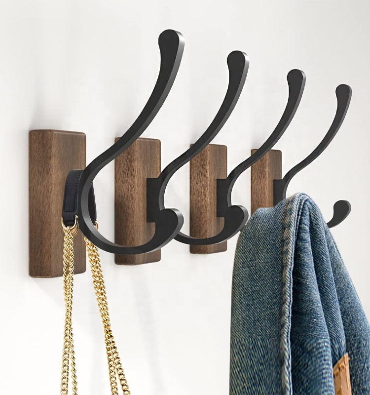 hot sales Wholesale customized Rustic Farmhouse Wood Wall Hanging Hooks for coats towel hat