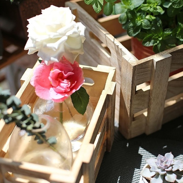 Natural Decorative Farmhouse Rustic Unfinished Small Nesting Wooden Crates for Display