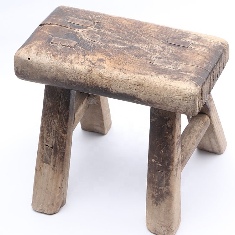 home furniture wholesale customized antique rustic farmhouse small short elm wood bench stool seat