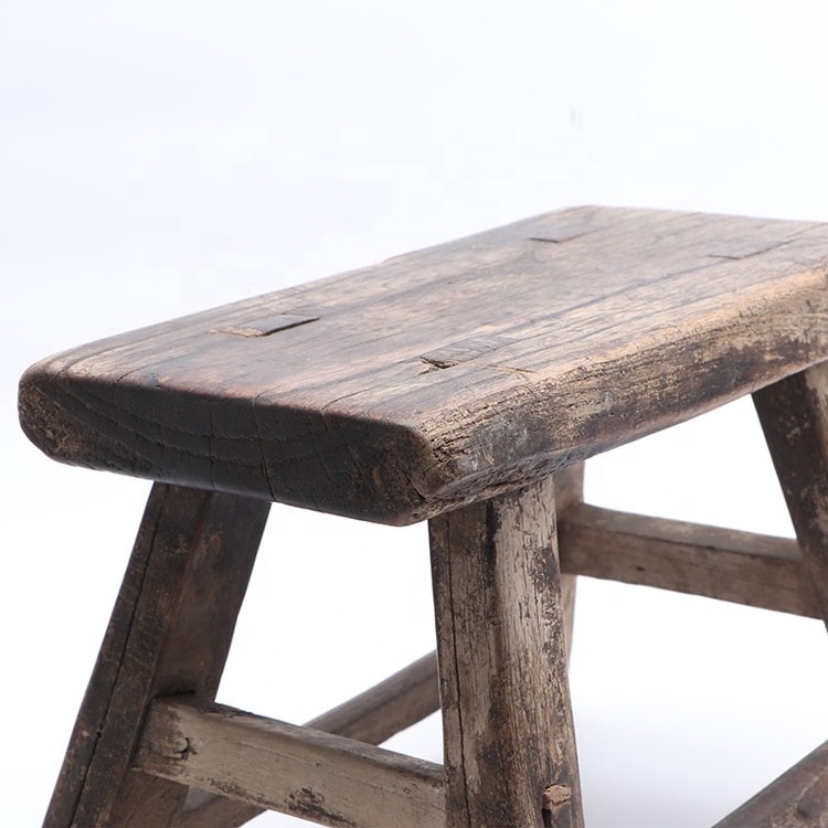 home furniture wholesale customized antique rustic farmhouse small short elm wood bench stool seat