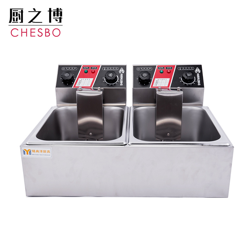 5000W 12 Liter Commercial Restaurant Dual Tank 6L Electric Countertop Deep Fryer for kfc fryer machine