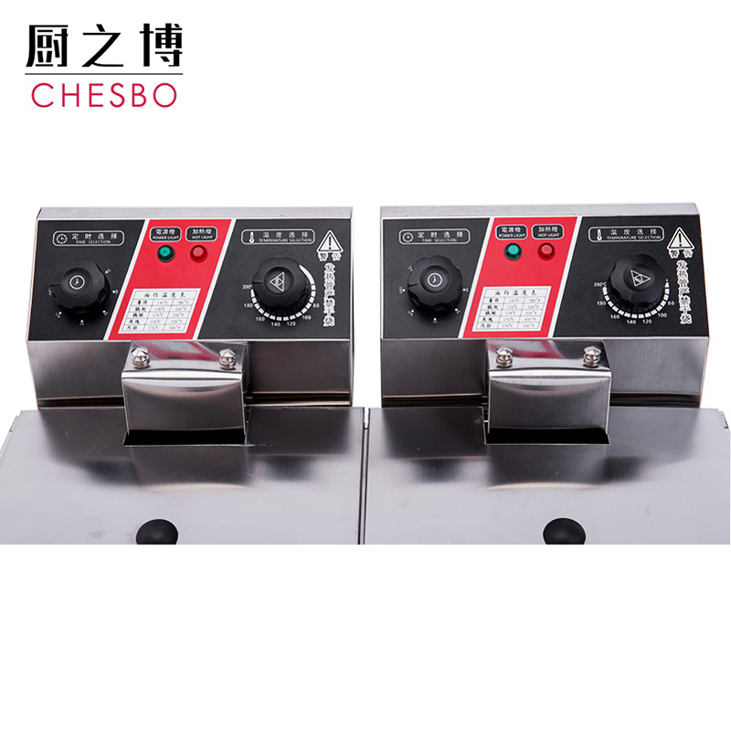 5000W 12 Liter Commercial Restaurant Dual Tank 6L Electric Countertop Deep Fryer for kfc fryer machine