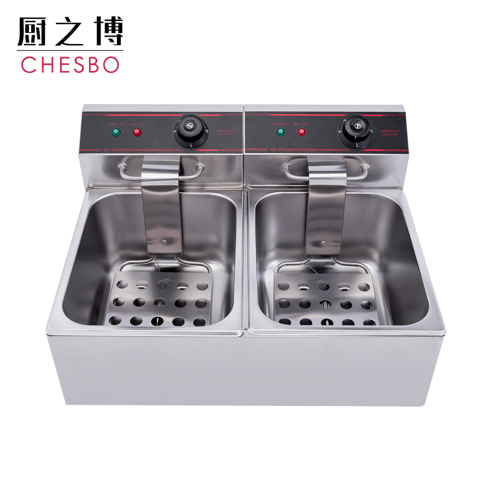 Stainless Steel Table Counter Top Electric Double Fish Chips Chicken Deep Fryer with factory price