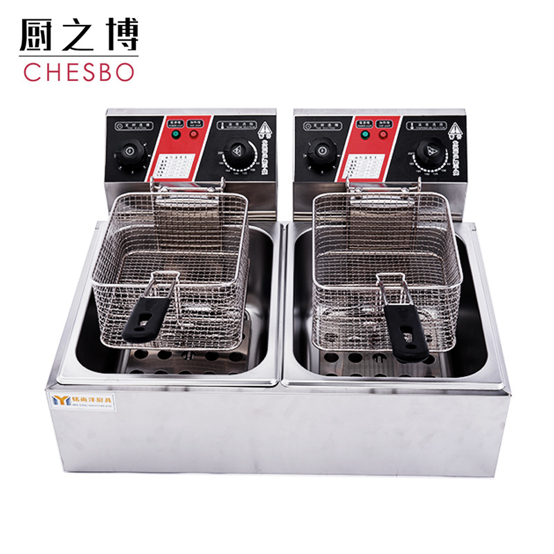 5000W 12 Liter Commercial Restaurant Dual Tank 6L Electric Countertop Deep Fryer for kfc fryer machine