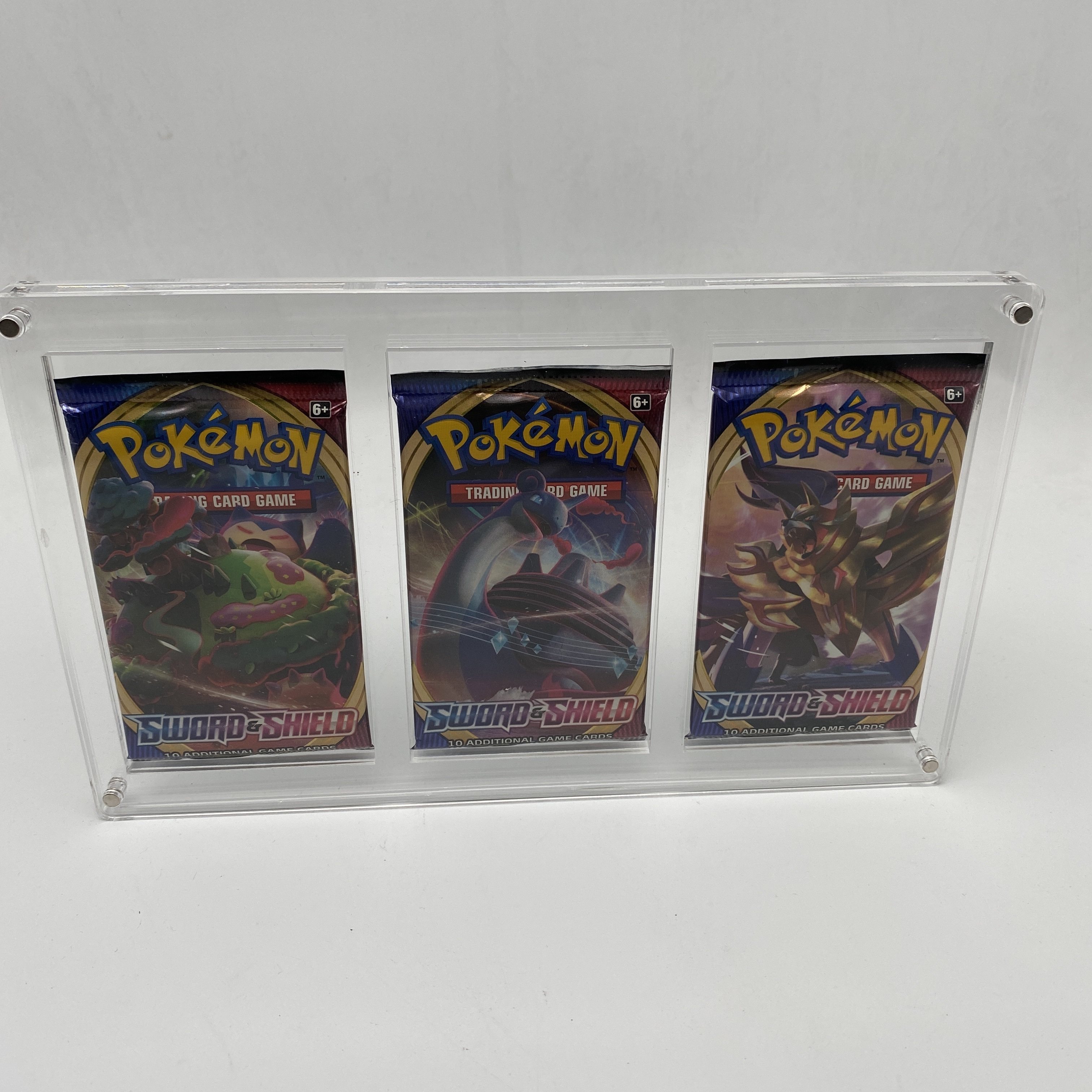 MingShi Pokemon Acrylic 3,4 or 5 Booster card Pack Frame Display Case Magnet Locks