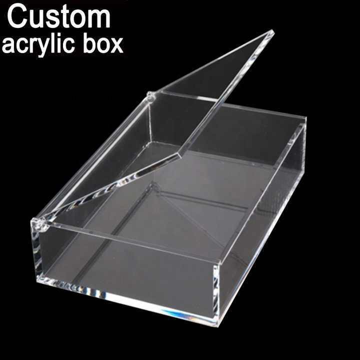 Custom Eco-friendly Acrylic Box Clear Acrylic Display Case 5side Box With Lid/sliding Lid Or Plexiglass Box Cube For Food Rose