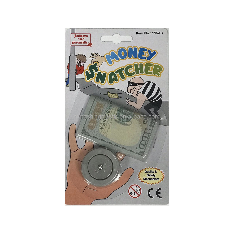 New Product Environmental Friendly Plastic Money Snatcher EN71 BSCI Gag Gift Toy Money Snatcher With Dollar Note