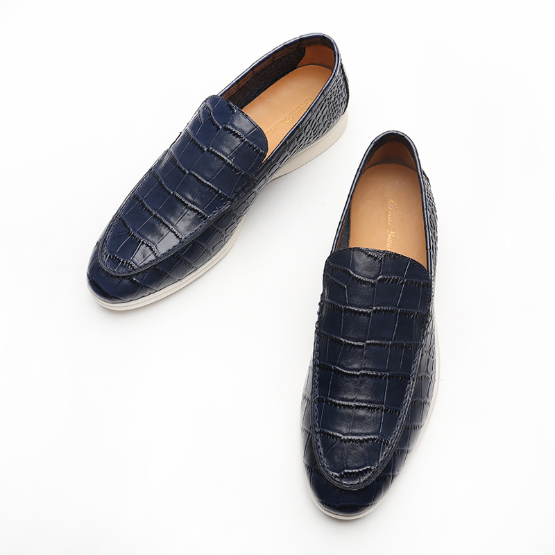 Factory Stock LP Blue Slip Leather Driving Loafers Mens Casual Shoes