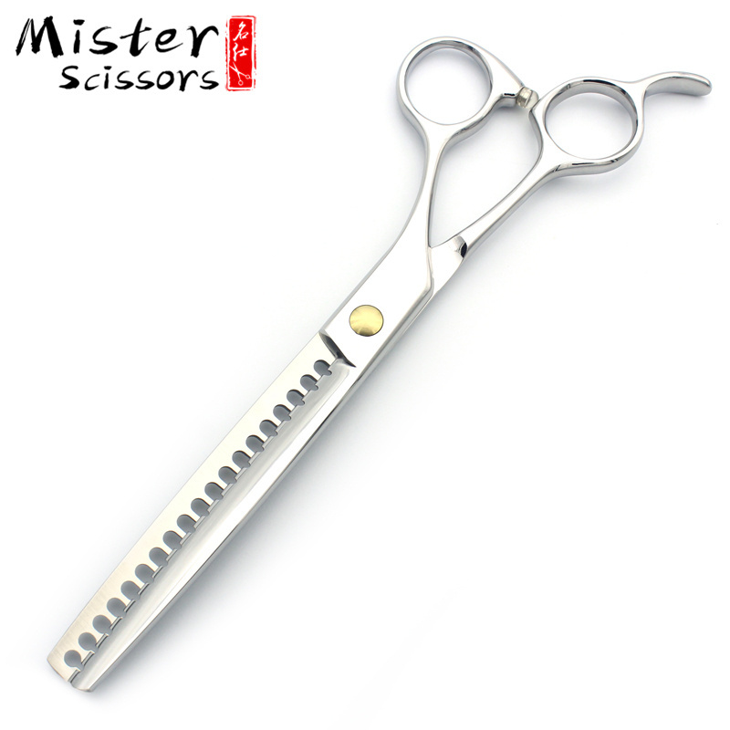 Professional 7 inch Pet Grooming Scissors Chunker Thinning Shear with Small Teeth 440C Stainless Steel Double-faced Teeth