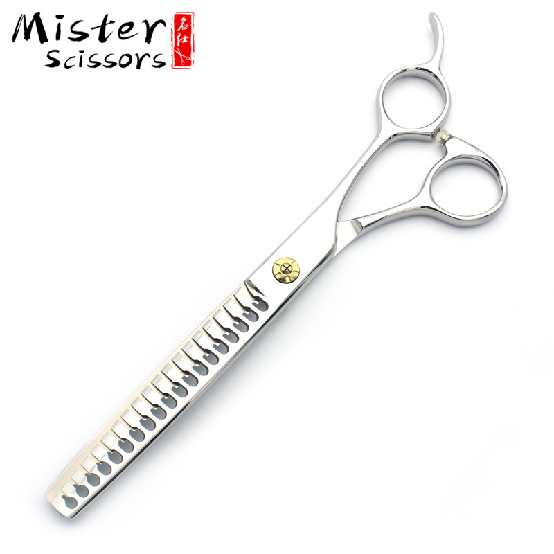 Professional 7 inch Pet Grooming Scissors Chunker Thinning Shear with Small Teeth 440C Stainless Steel Double-faced Teeth