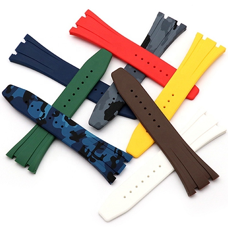 Wholesale 26mm 27mm 28mm 30mm cyan brown deployment rubber watchband silicon watch band for ap watch strap