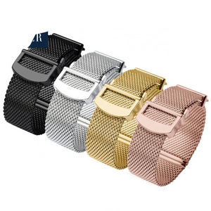 adjustable metal milanese watch band for IWC watch stainless steel black 20 22 mm mesh strap