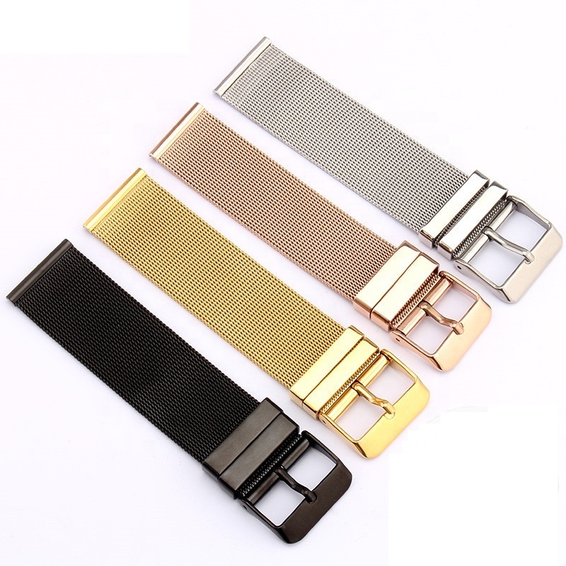 thin rose gold black pin buckle mesh watch band 12 14 16 18 20 22 24 mm stainless steel milanese watch strap