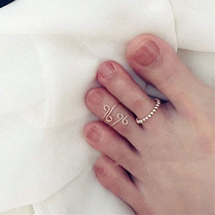 Luxury Korean Fashion Ring 18k Pvd Gold Plated 316l Stainless Steel Jewelry Toe Ring Set Beaded Gold Toe Rings Foot 18k Gold