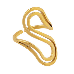 Fashion French S-shaped titanium steel ring 18k gold plated stainless steel women jewelry  rings wholesale