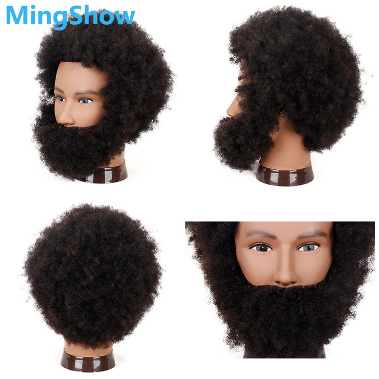 Wholesale African Barber Men Braiding Practice Hairdresser Training Doll Head,Human Curly Hair Styling Afro Male Mannequin Head