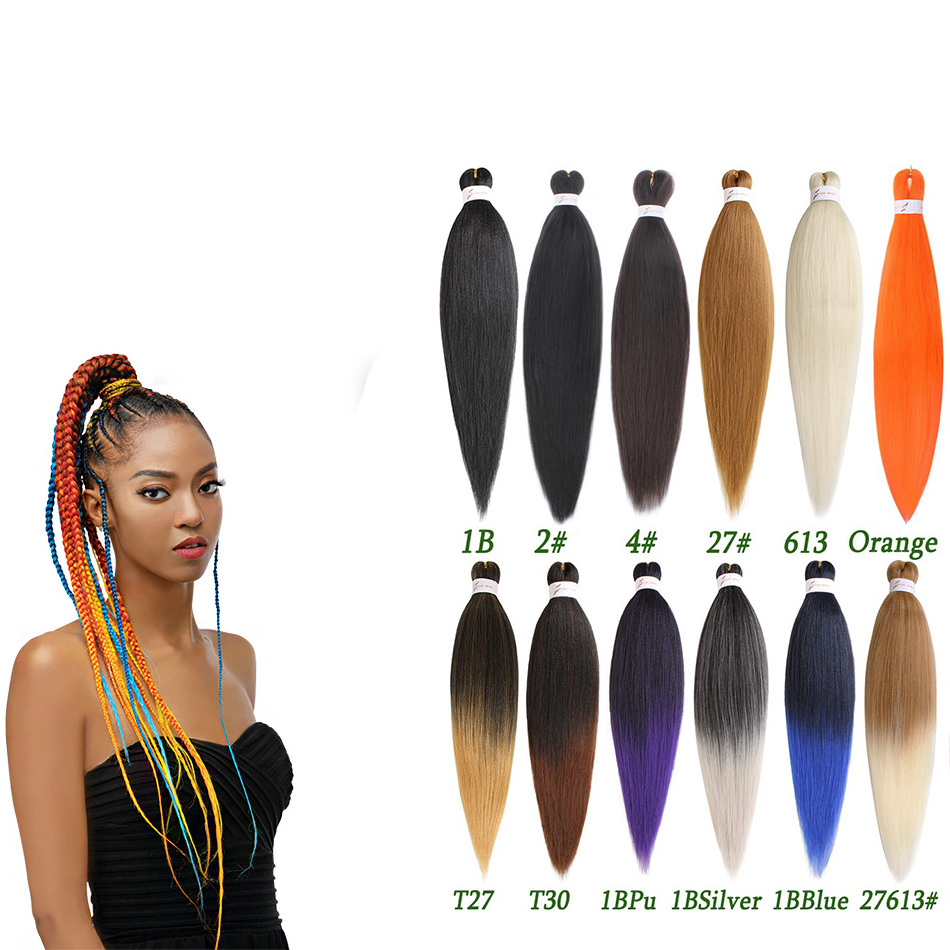 Kanekalon fiber 3 bundle pack of expressions pre stretched synthetic braiding hair, ghana 3x pre stretched braiding hair