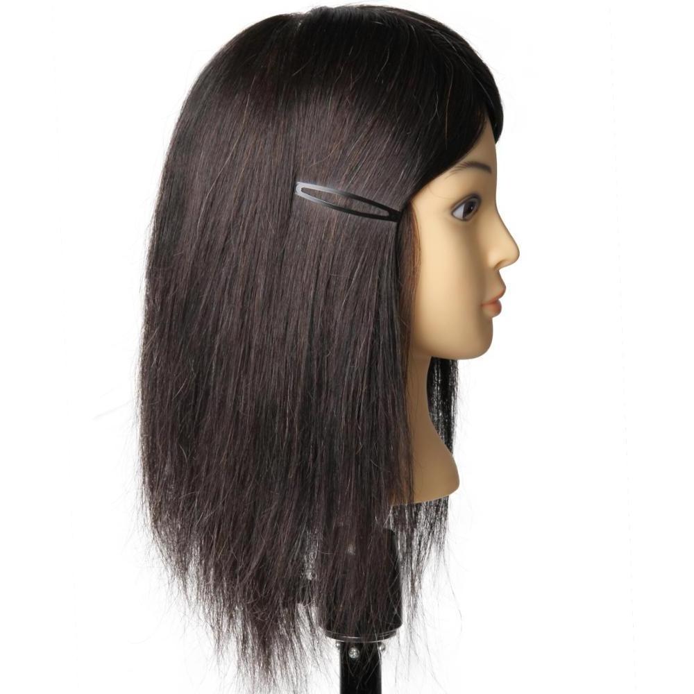 100% Human Hair Training Head Short Black Hair For Salon Hairdressing Professional  Mannequin Dolls