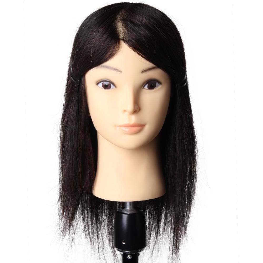 100% Human Hair Training Head Short Black Hair For Salon Hairdressing Professional  Mannequin Dolls