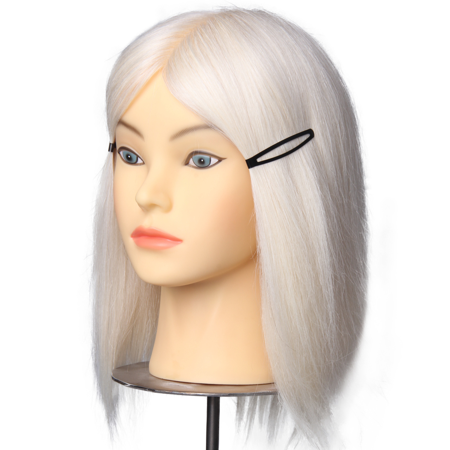 White color short goat hair mannequin head makeup training for sale