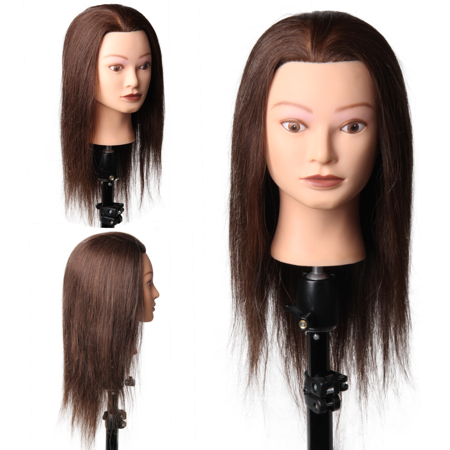 Wholesale Customization Salon Practice Hairdresser Cosmetology 100% Human Hair Braiding Afro Training Mannequin Dummy Doll Head