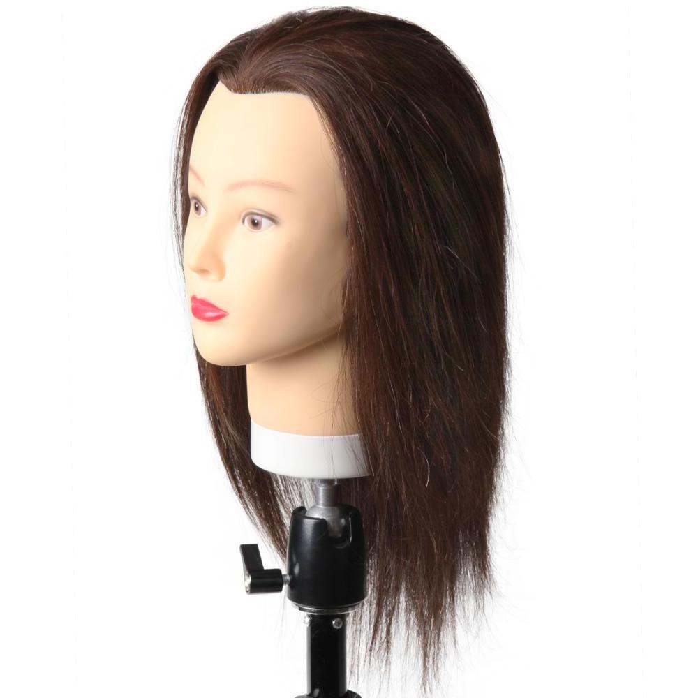 100% Real Human Hair Salon Training Head Hairdressing Styling Mannequin Doll