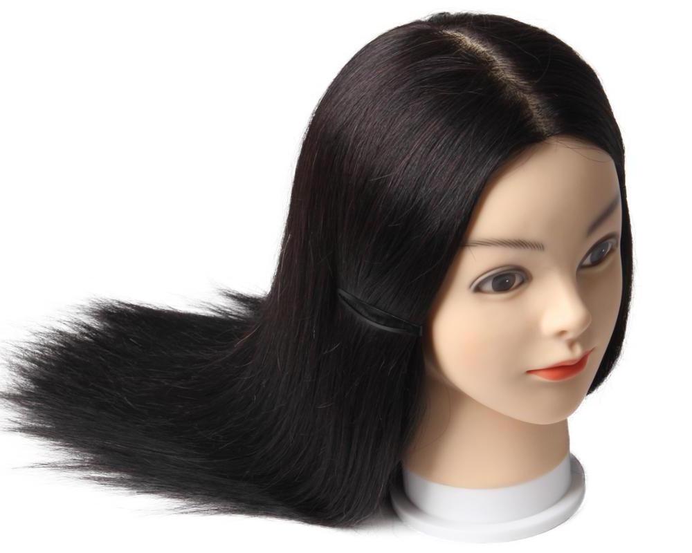 Human Hair Mannequin Head with 30% Mixed Real Hair  Cosmetology Practice Hairdressing Doll Women Head