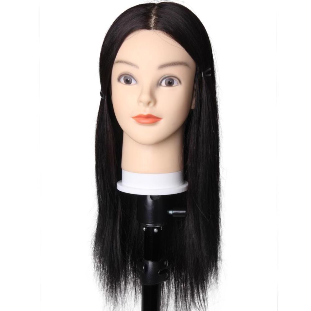 Human Hair Mannequin Head with 30% Mixed Real Hair  Cosmetology Practice Hairdressing Doll Women Head